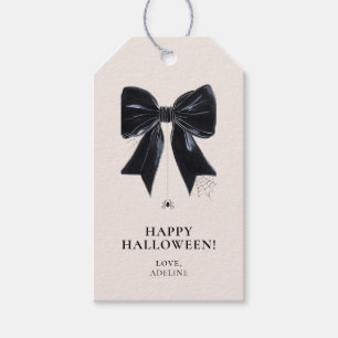 Étiquettes-cadeau Balise cadeau Halloween Black Bow avec Spider Happ