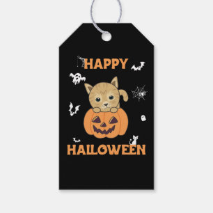 Étiquettes-cadeau Balise cadeau Halloween en chats doux Citrouille