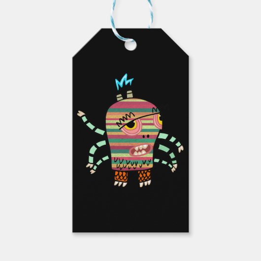 Étiquettes-cadeau Balise cadeau HAPPY MONSTER (Devant)