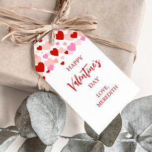Étiquettes-cadeau Balise cadeau Heureuse Sainte-Valentin, Coeurs rou
