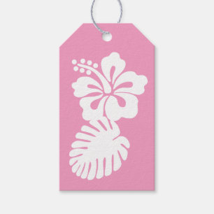 Étiquettes-cadeau Balise cadeau Hibiscus tropicaux en rose pétale