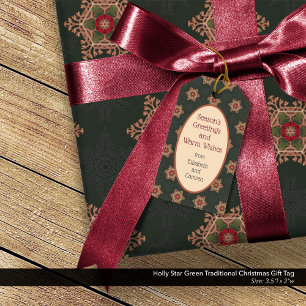 Étiquettes-cadeau Balise cadeau Holiday Green Holly Star