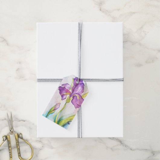 Étiquettes-cadeau Balise Cadeau Iris Violet (Avec de la ficelle)