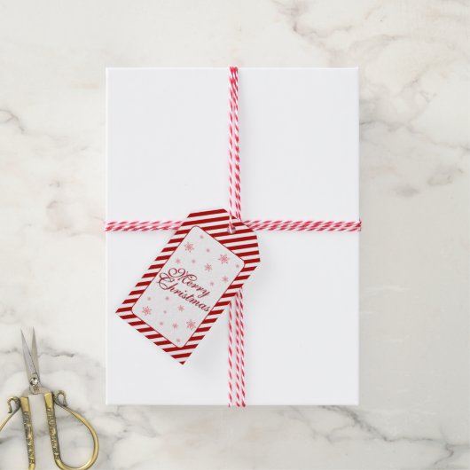 Étiquettes-cadeau Balise cadeau Joyeux Noël Snowflakes (Avec de la ficelle)