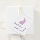 Étiquettes Cadeau Balise Cadeau, Lapin Pâques Violet (En situation)