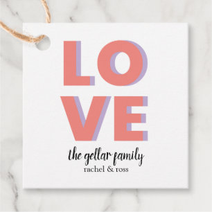 Étiquettes Cadeau Balise cadeau Love Colorblock en bande violet et o