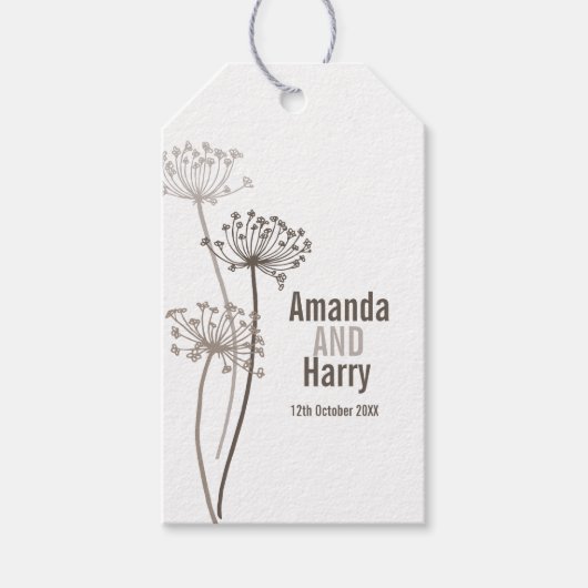 Étiquettes-cadeau Balise cadeau mariage blanc brun cervil (Devant)