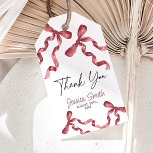 Étiquettes-cadeau Balise cadeau Merci Burgundy Bow