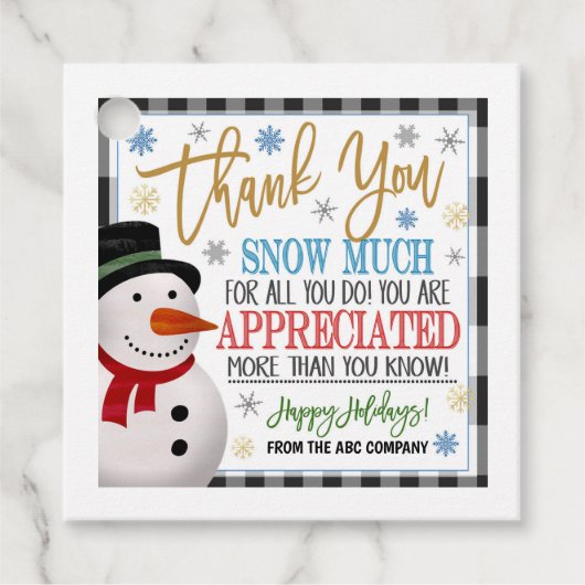 Étiquettes Cadeau Balise Cadeau Merci de Noël (Devant)