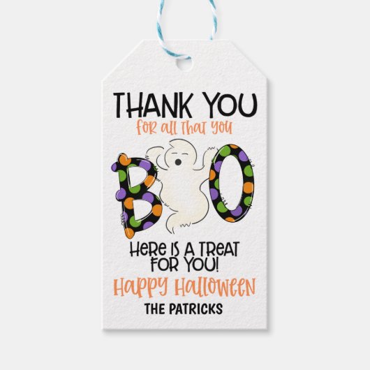 Étiquettes-cadeau Balise cadeau Merci Halloween (Devant)