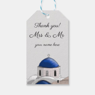Étiquettes-cadeau Balise cadeau Merci Santorini Blue Dome