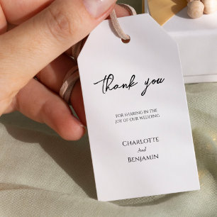 Étiquettes-cadeau Balise cadeau minimaliste simple Merci Mariage