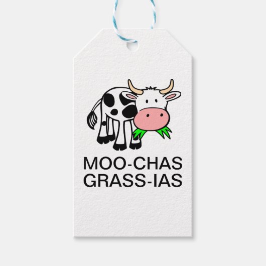 Étiquettes-cadeau Balise cadeau Moo-chas Grass-ias (Merci) (Devant)