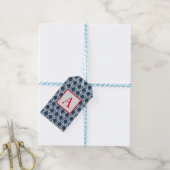 Étiquettes-cadeau Balise cadeau MOTIF BLEU JAPONAIS AVEC INITIAL (Avec de laficelle)
