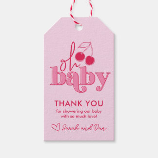 Étiquettes-cadeau Balise cadeau "Oh Baby" cerise sur le Merci supéri