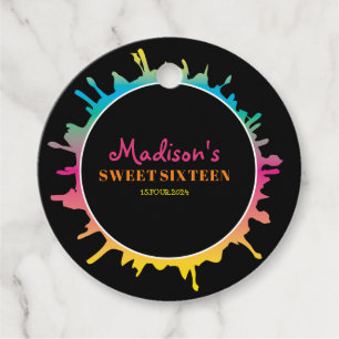 Étiquettes Cadeau Balise cadeau Ombre Splatter Sweet sixteen 16 Favo