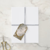Étiquettes-cadeau Balise cadeau Ornat Blanc Floral Or (Avec de la ficelle)