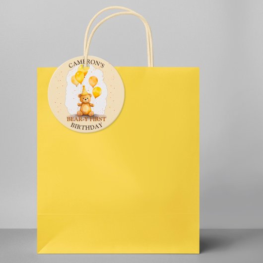 Étiquettes Cadeau Balise cadeau Ours Jaune Ours
