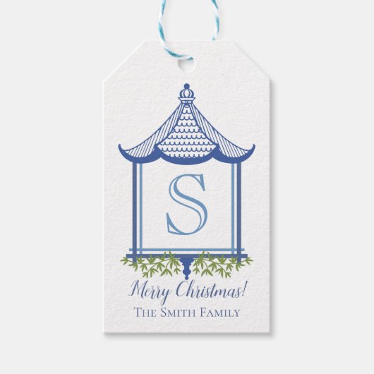 Étiquettes-cadeau Balise cadeau Pagoda Blue & White (Devant)