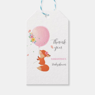 Étiquettes-cadeau Balise cadeau petit renard mignon avec ballon rose