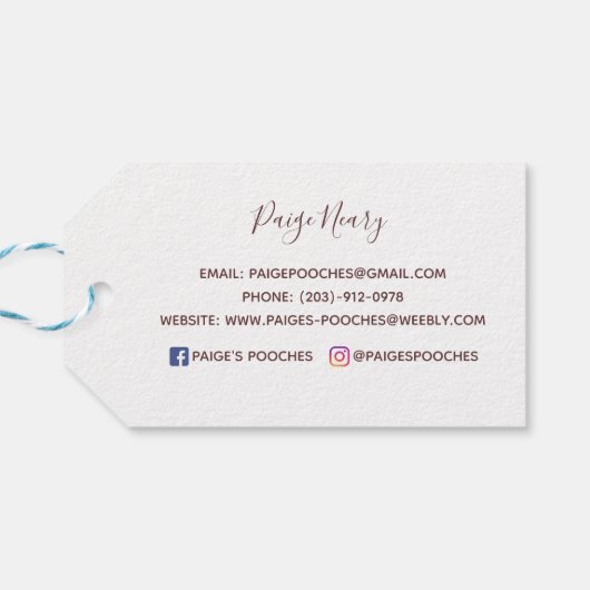 Étiquettes-cadeau Balise cadeau Poches de Paige (Dos Horizontal)
