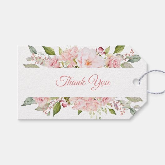 Étiquettes-cadeau Balise cadeau pour Bouquet d'aquarelle rose vierge (Devant (Horizontal))
