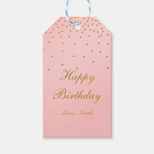 Étiquettes-cadeau Balise cadeau pour les points Confetti à huile ros (Devant)