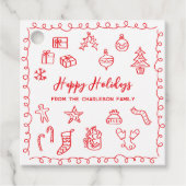 Étiquettes Cadeau Balise Cadeau Rouge Doodle Illustration (Devant)