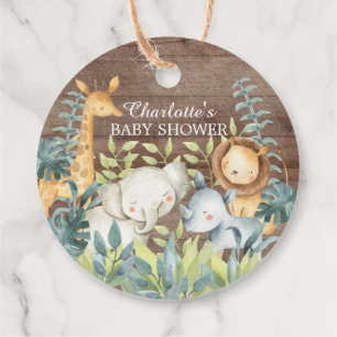 Étiquettes Cadeau Balise Cadeau Rustique Jungle Baby shower Favorise