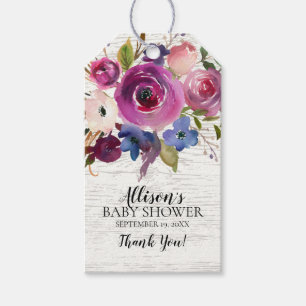 Étiquettes-cadeau Balise Cadeau Rustique Purple Floral Baby shower F