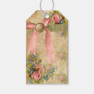 Étiquettes-cadeau Balise cadeau Shabby Chic Floral avec cou rose