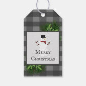 Étiquettes-cadeau Balise cadeau Snowman Grey Buffalo Plaid (Devant)