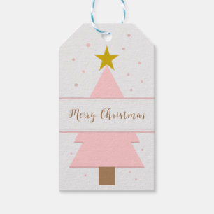 Étiquettes-cadeau Balise cadeau Solo Pink Christmas Tree et Golden S