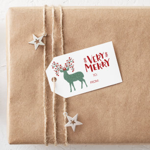 Étiquettes-cadeau Balise cadeau très joyeux vers/depuis Reindeer