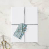 Étiquettes-cadeau Balise cadeau turquoise blanc floral (Avec de la ficelle)