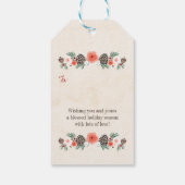 Étiquettes-cadeau Balise cadeau vintage Floral Pinecone Happy Holida (Dos)