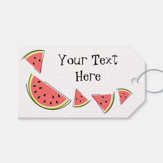 Étiquettes-cadeau Balise cadeau Watermelon Pieces Side Text (Devant (Horizontal))