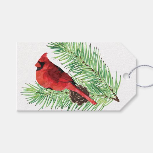 Étiquettes-cadeau Balise Cardinal sur cadeau À feuillage persistant  (Devant (Horizontal))