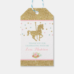 Étiquettes-cadeau Balise Carousel Pink & Gold Party Favoriser le Mer