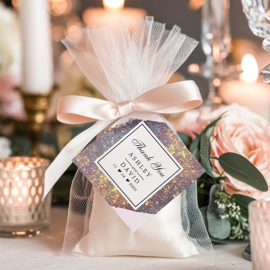 Étiquettes Cadeau Balise Chic Iridescente Purple Gold Parties scinti