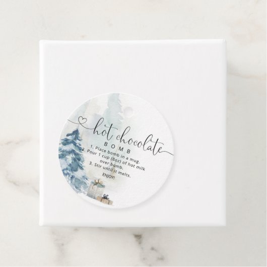 Étiquettes Cadeau Balise chocolat chaud. Bombe à cacao chaude d'hive (En situation)