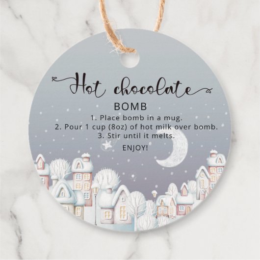 Étiquettes Cadeau Balise chocolat chaud. Bombe à cacao chaude d'hive (Dos)