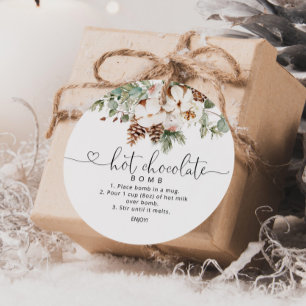 Étiquettes Cadeau Balise chocolat chaud. bombe à feuillage persistan