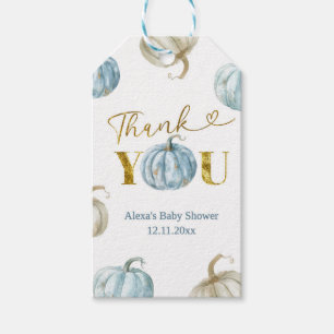 Étiquettes-cadeau Balise Citrouille bleu Baby shower garçon Favorise