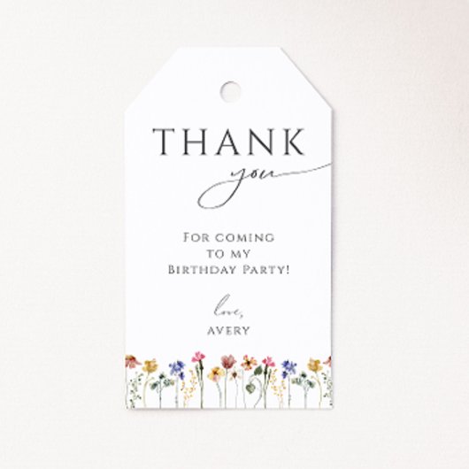 Étiquettes-cadeau Balise couleur Fleur sauvage Anniversaire Merci Fa