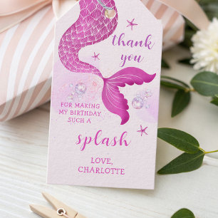 Étiquettes-cadeau Balise d'anniversaire Pink Purple Mermaid