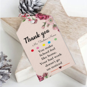Étiquettes-cadeau Balise d'appréciation de l'enseignant Floral / Fol
