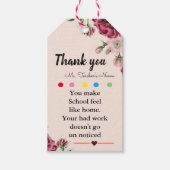 Étiquettes-cadeau Balise d'appréciation de l'enseignant Floral / Fol (Devant)