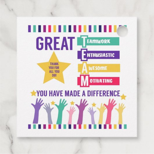 Étiquettes Cadeau Balise d'appréciation de l'équipe (Dos)