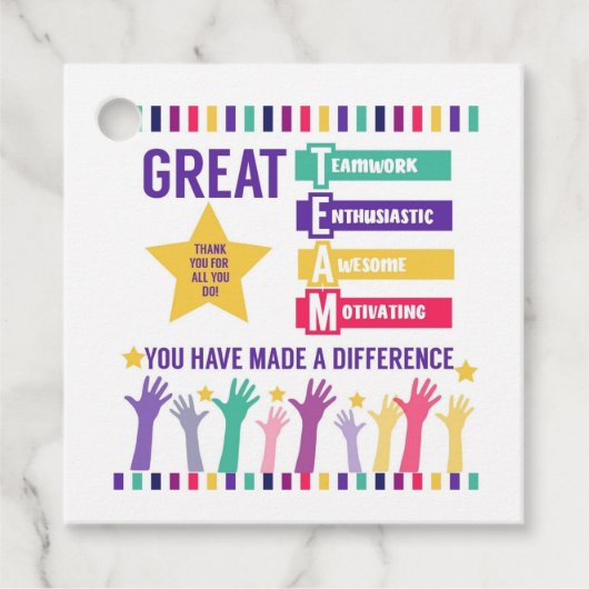 Étiquettes Cadeau Balise d'appréciation de l'équipe (Devant)